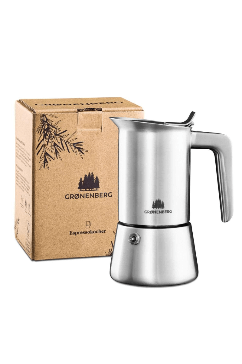 Espressokocher von Gronenberg aus Edelstahl für Freisteller