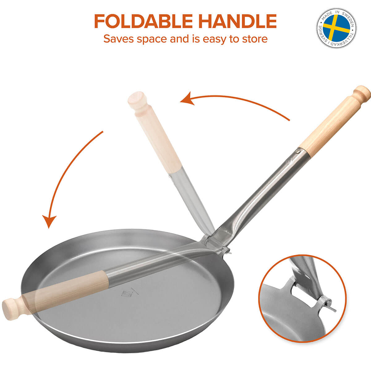 Klappbare Outdoor Pfanne Stabilotherm Jägerpfanne groß mit Holzgriff Outdoor Küche
