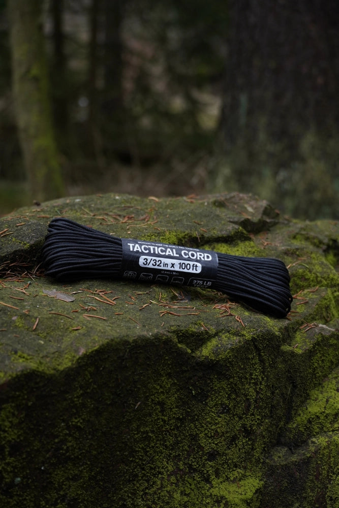 Atwood 275 Tactical Paracord in Schwarz – robustes, leichtes Outdoor-Seil in der Frontansicht.