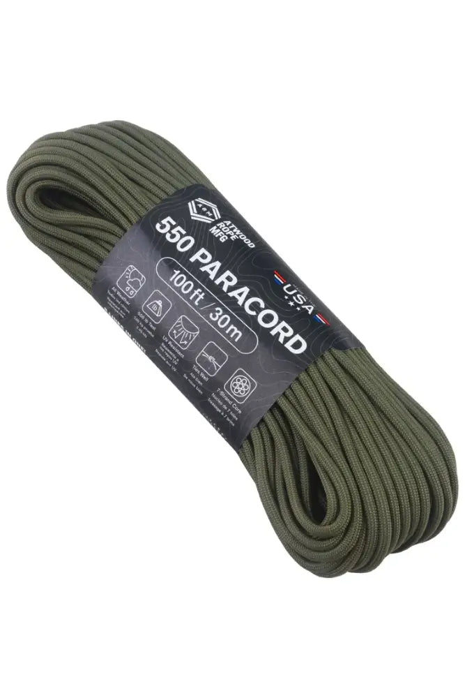 Atwood Rope Paracord 550 Typ III olive drab – taktisches Outdoor-Seil 30 m
