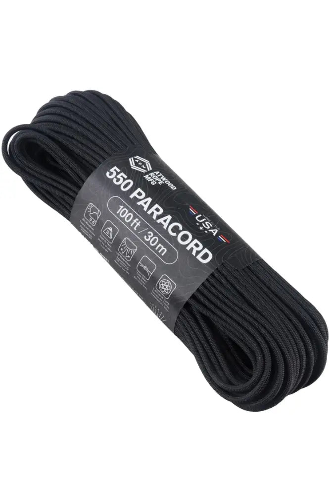 Atwood Rope Paracord 550 Typ III schwarz – robustes Outdoor-Seil 30 m