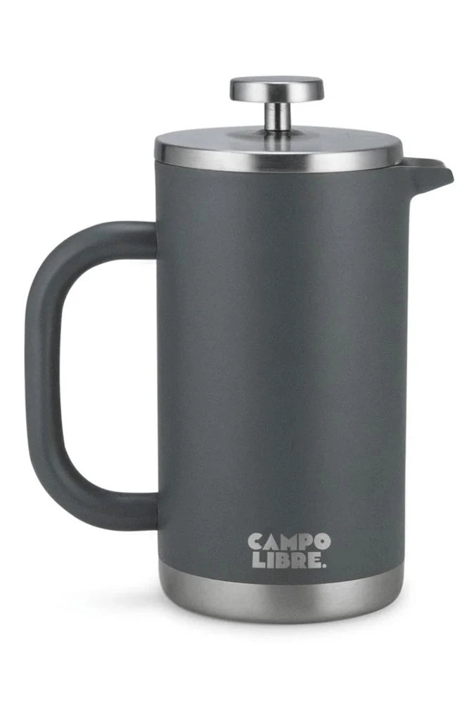 Campo Libre French Press Giorgio 600ml in Deep Grey – Freistelleransicht der isolierten Edelstahl-Kaffeepresse für Camping, Outdoor und Vanlife