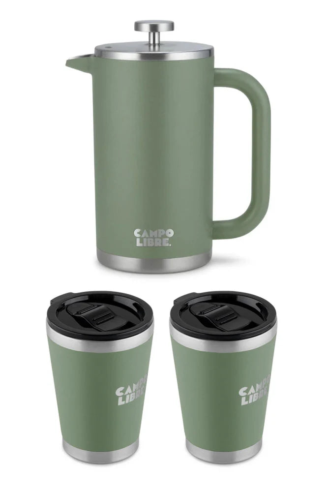 campo libre giorgio bono bundle moss green freisteller kaffee set mit french press und thermobecher