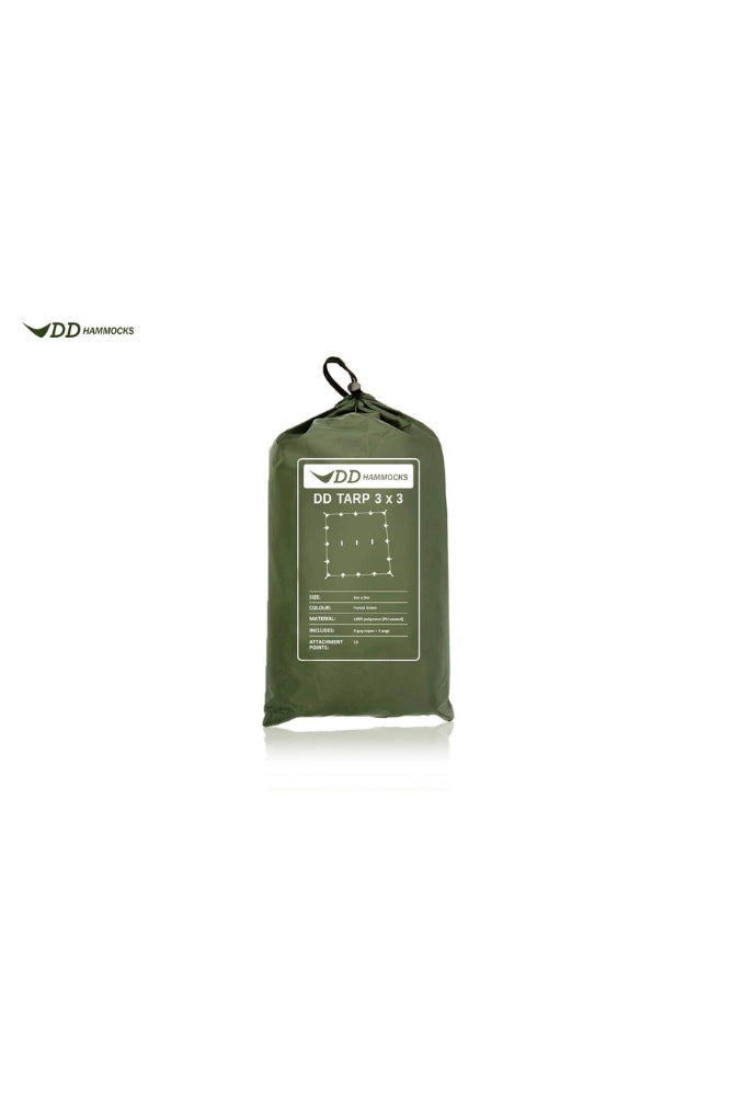 DD Hammocks Tarp 3 x 3 m in Forest Green in der Verpackung, freigestellt