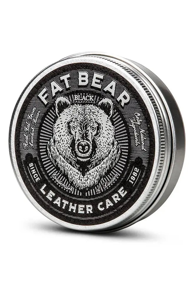 Fat Bear Black Lederpflege Dose im Detail als Nahaufnahme