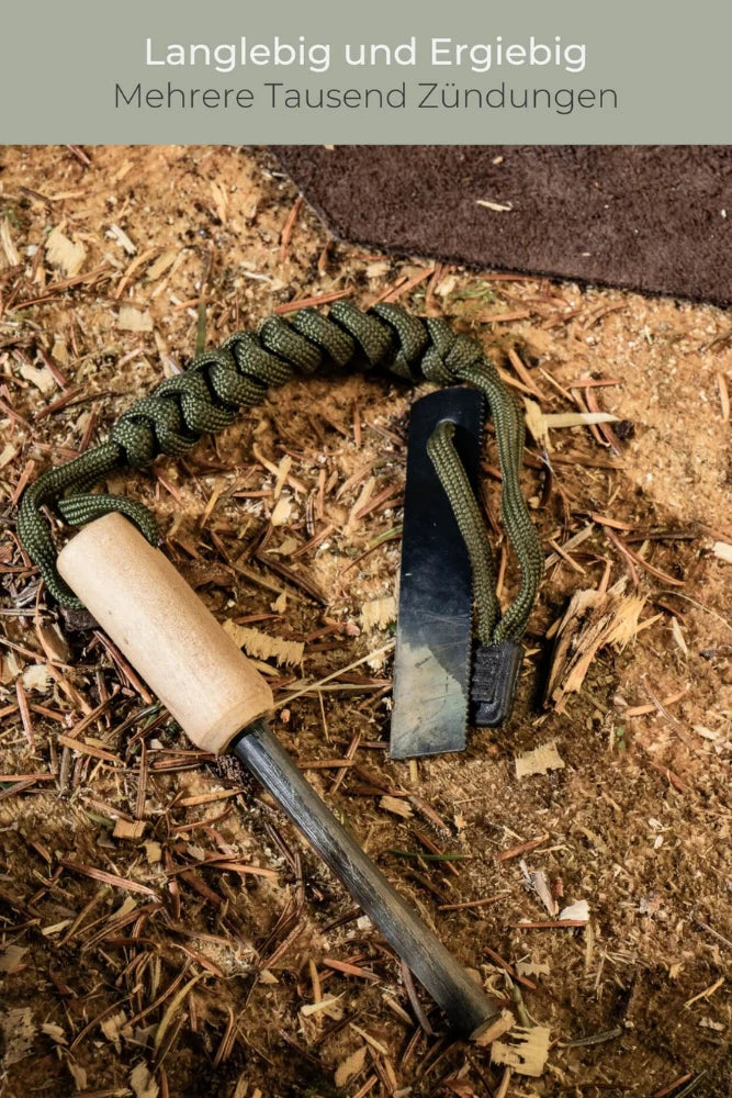 Lambda Coffee Feuerstahl im Outdoor-Einsatz – langlebiger Feuerstarter mit tausenden Zündungen für Camping, Bushcraft und Survival