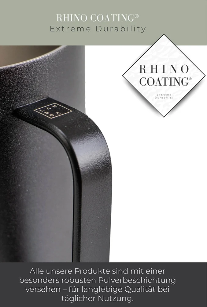 Lambda Coffee French Press aus Edelstahl mit Rhino Coating in Nautic Night fuer Camping Outdoor und Vanlife Kaffee