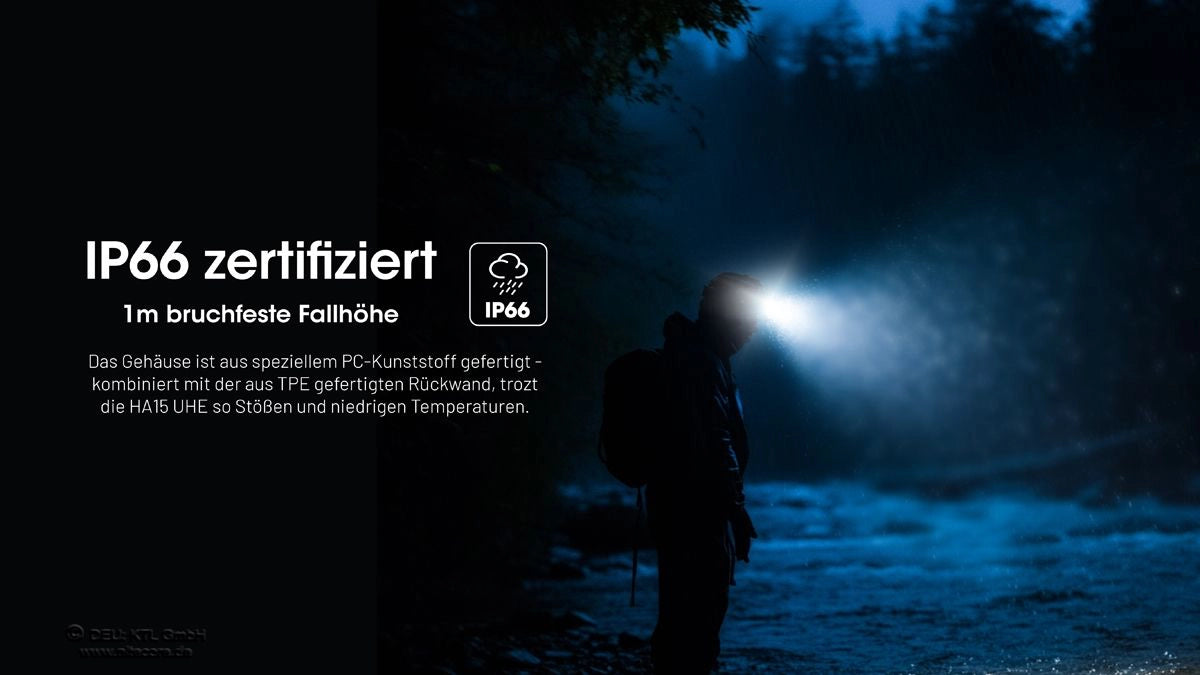 Nitecore HA15 UHE IP66 zertifiziert und 1 m stoßfest für Outdoor-Einsatz