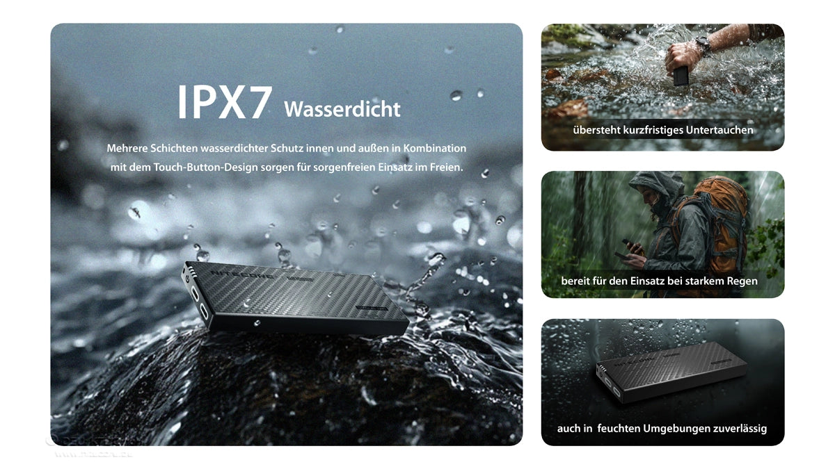 Nitecore NB10000 Gen4 IPX7 wasserdichte Powerbank Outdoor Regen