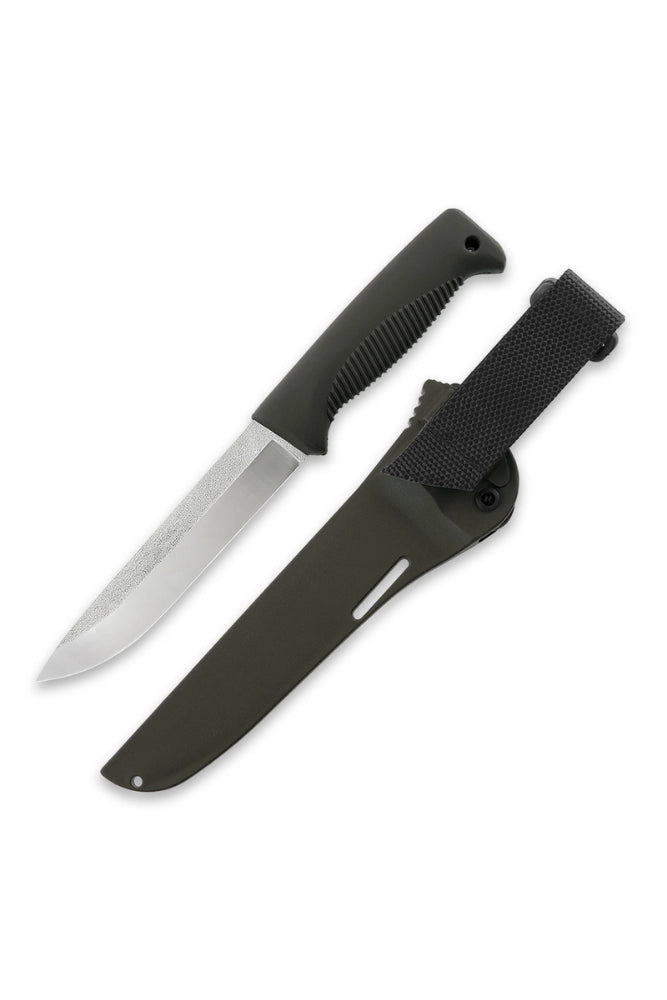 Peltonen Puukko M95 N690 grün Bushcraft Messer freigestellt – Outdoor Survival Messer