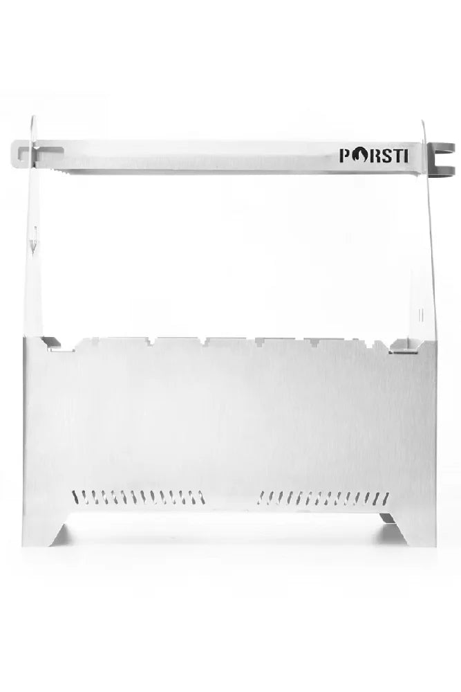 Porsti Original Edelstahl-Grill als Freisteller vor weißem Hintergrund – hochwertiger Premium-Grill für Outdoor und BBQ