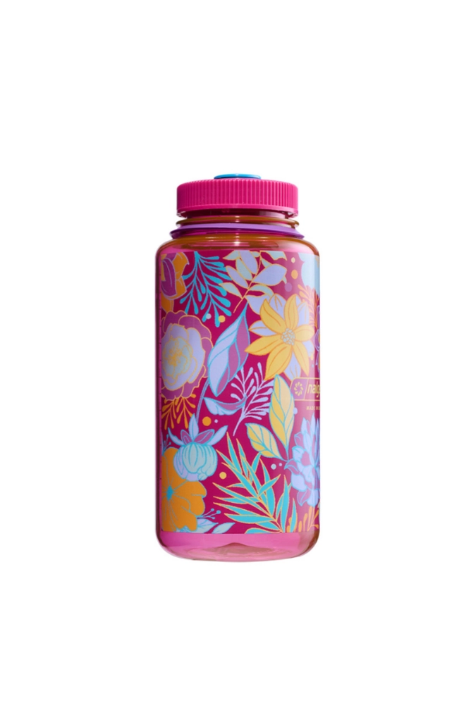 Pinke Nalgene Weithals-Trinkflasche mit 1 Liter Volumen für Camping und Outdoor