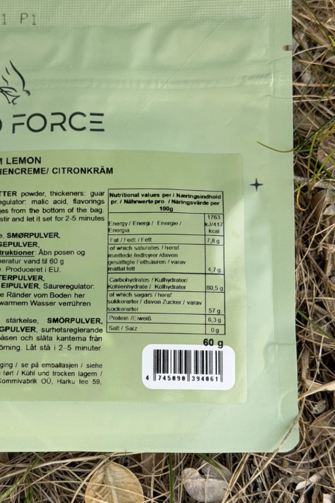 Zitronencreme von Food Force 60 g als leichtes Camping-Dessert für Outdoor-Küche, Trekking und Notvorrat