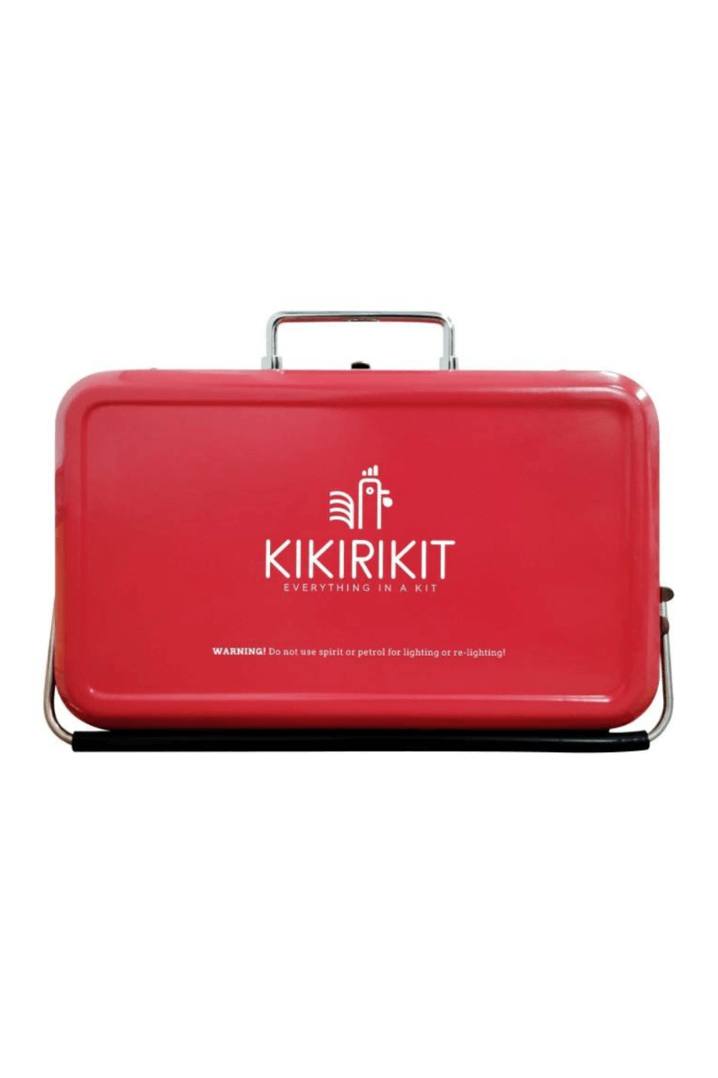 Stylischer Koffer-Grill tragbarer Holzkohlegrill in rot
