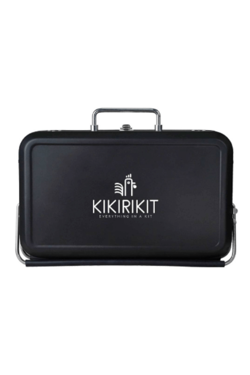 Stylischer Koffer-Grill tragbarer Holzkohlegrill in schwarz