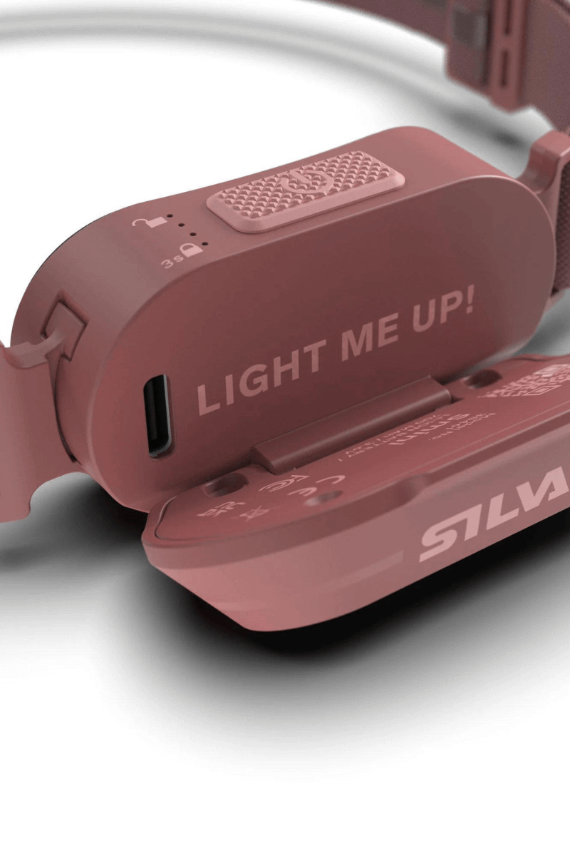 kompakte Stirnlampe Smini von Silva in rose charging USB-C aufladbar