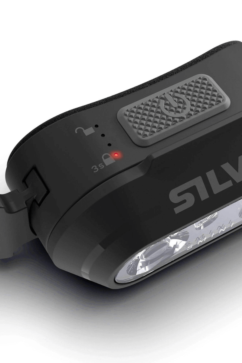kompakte Stirnlampe Smini von Silva in schwarz Batterieanzeige