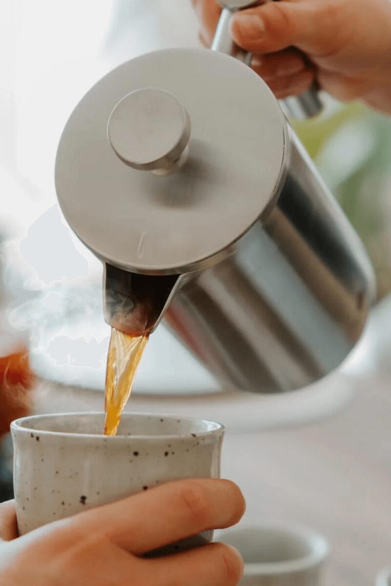 Grønenberg Edelstahl French Press inkl. Ersatz-Filter, im Einsatz