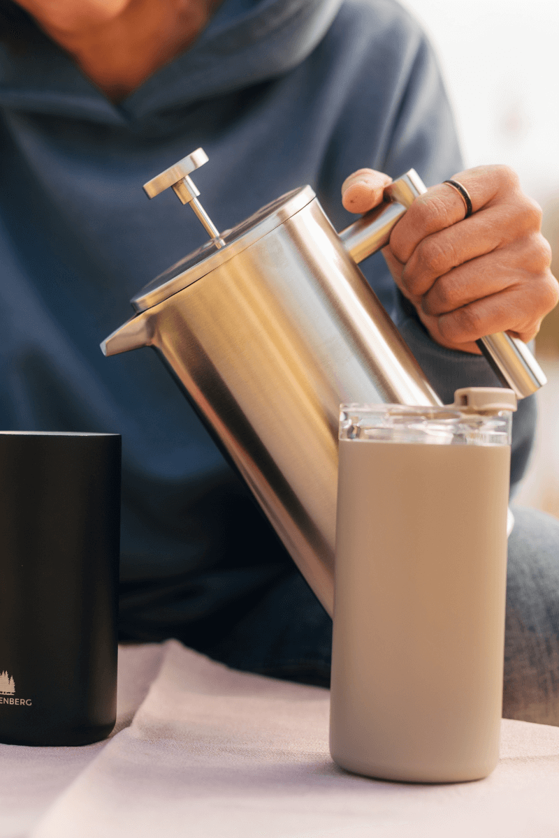 French Press von gronenberg aus Edelstahl für Kaffeegenuss mit Thermobechern