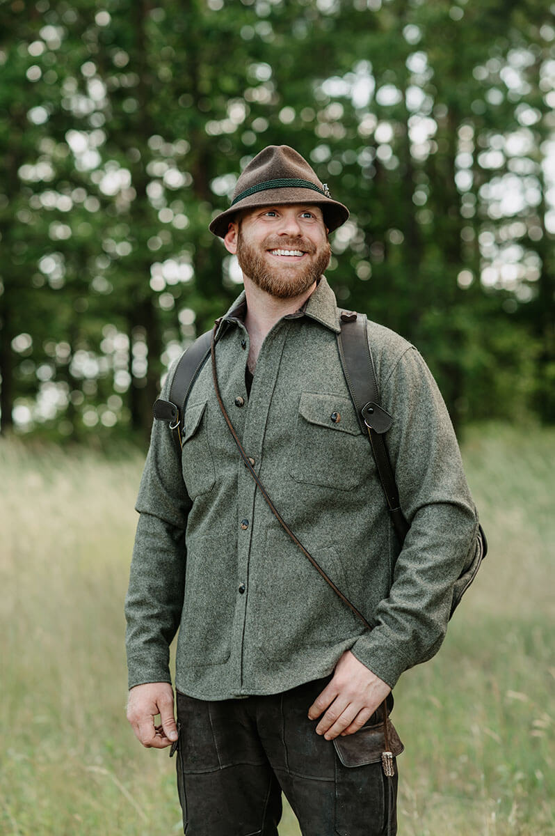 Hubertusloden Lodenhemd Rollo in Steingrau Outdoor Bekleidung