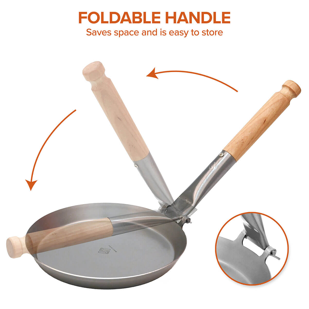 Outdoor Küche Stabilotherm Jägerpfanne 21cm klappbar mit Birkenholz-Griff