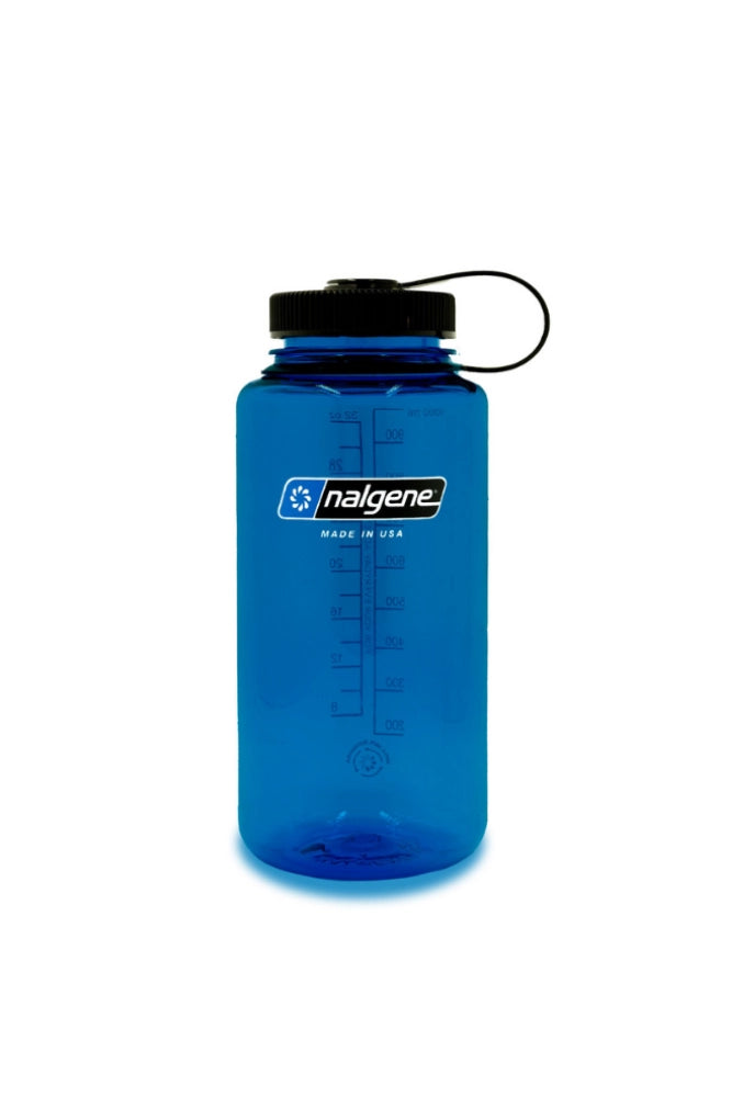 Blaue Nalgene Trinkflasche 1 Liter mit Weithals für Reisen, Wandern und Outdoor