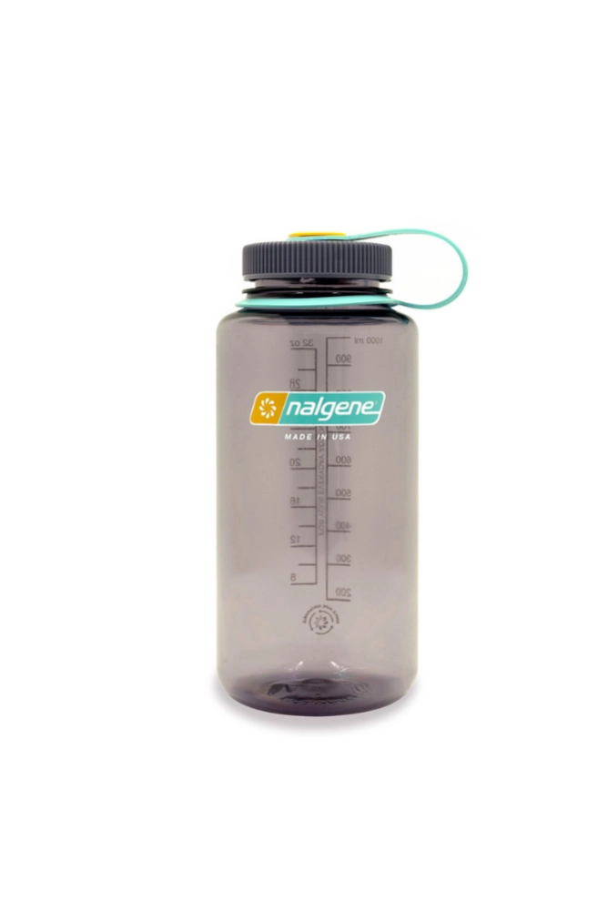 Graue Nalgene 1L Weithals-Trinkflasche für Outdoor, Wandern und Alltag
