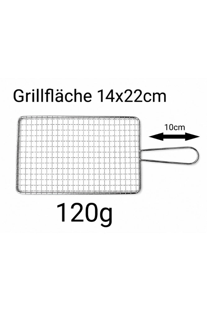 Maßangaben des Bergzeux X-Fire 19 Grillrosts mit 22 x 14 cm und 120 g, freigestellt