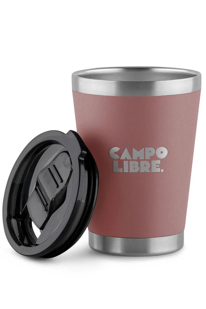 campo libre bono becher misty pink mit detailansicht des deckels auslaufsicherer thermobecher fuer unterwegs