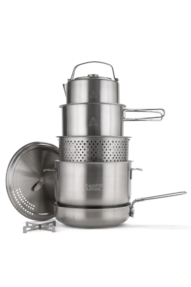 Campo Libre Enzo XL Kochset – komplette Übersicht mit Topf, Pfanne, Deckel und Zubehör für Campingküche, Outdoor-Kochen und Vanlife
