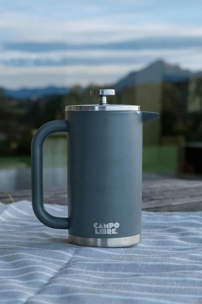Campo Libre French Press Giorgio 1000ml in Deep Grey – Outdoor-Einsatz beim Camping, doppelwandige Edelstahl-Kaffeepresse für frischen Kaffee in der Natur und Vanlife