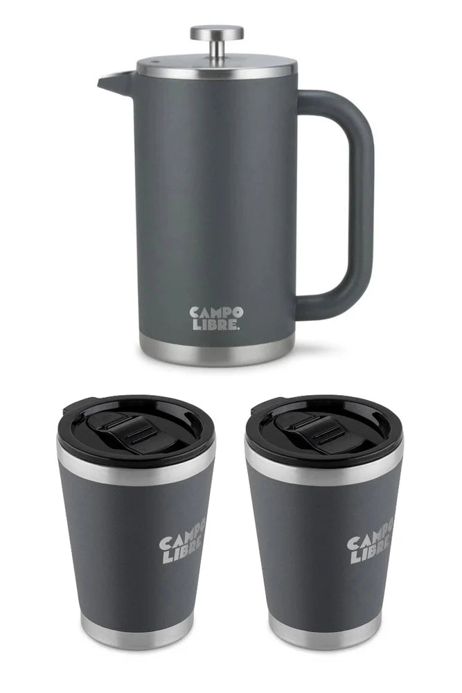 campo libre giorgio bono bundle deep grey freisteller kaffeepress und thermobecher fuer unterwegs