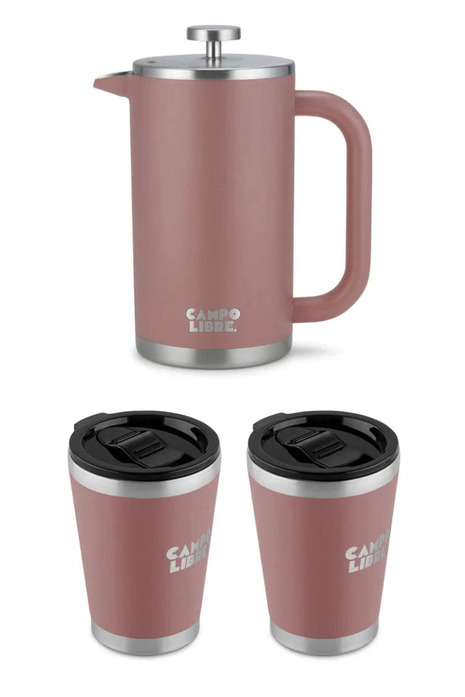 campo libre giorgio bono bundle misty pink freisteller kaffee set mit french press und thermobecher