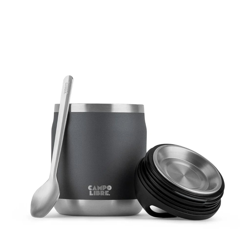 Campo Libre Edelstahl Thermobehälter Lotta 0,6 Liter in Deep grey mit Löffel