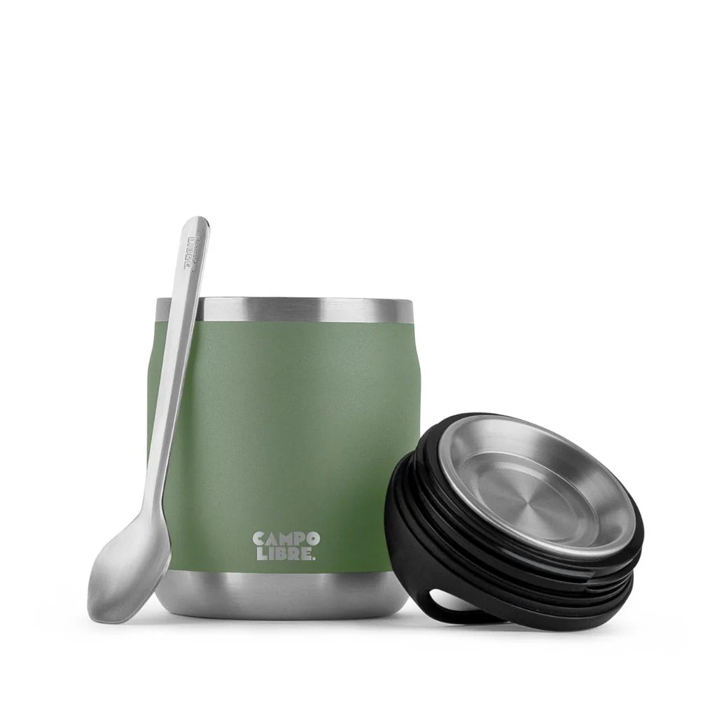 Campo Libre Edelstahl Thermobehälter Lotta 0,6 Liter in Moss green mit Löffel