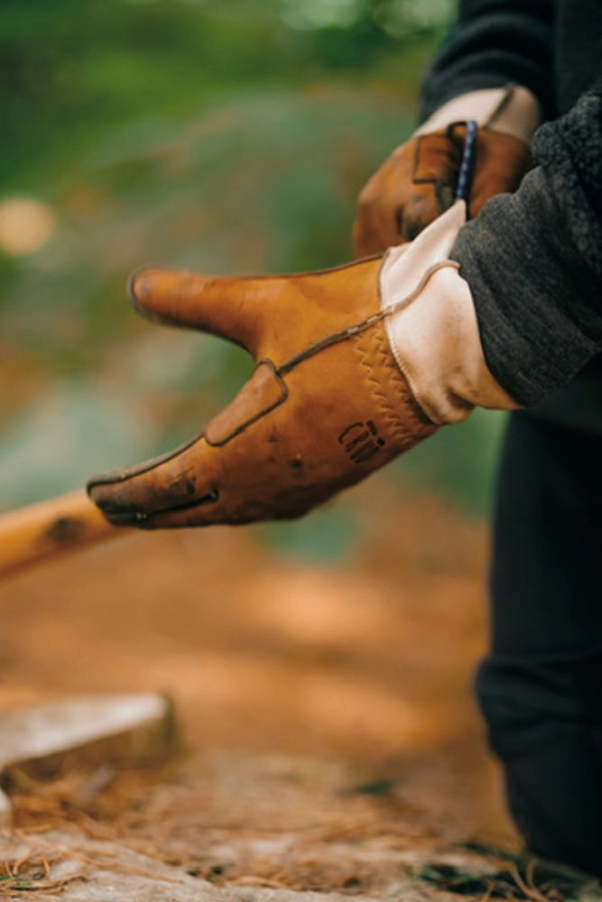 Detailansicht der Vuogas Handschuhe – vollnarbiges Ziegenleder, robust und griffig