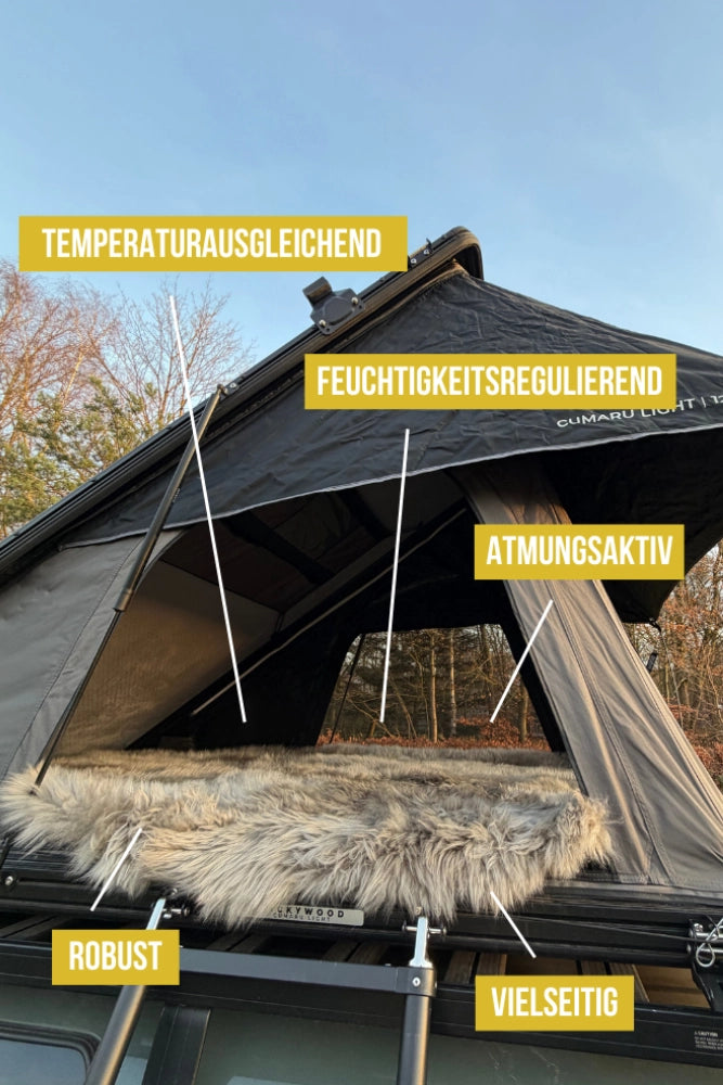 Dachzelt-Fell Outdoor (beschriftet) – robustes Dachzelt für Camping-Abenteuer, Roadtrips und Vanlife
