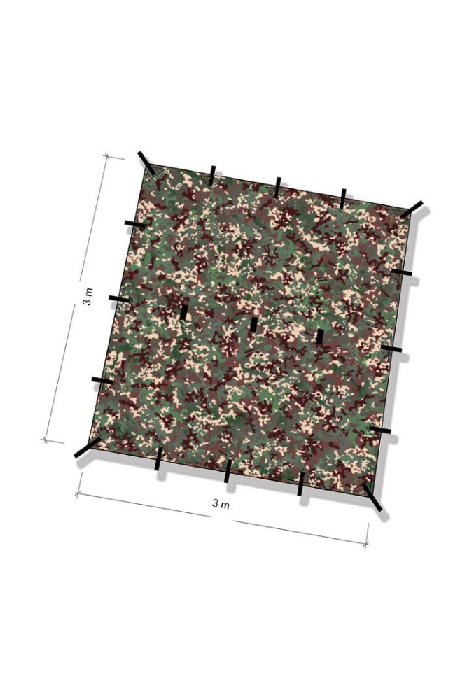 DD Hammocks Tarp 3 x 3 m im Multicam-Muster ausgebreitet, freigestellt