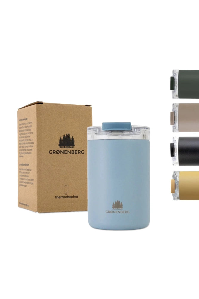 Groenenberg Thermobecher 320 ml in Sky – aus recyceltem Edelstahl, auslaufsicherer Kaffeebecher to go.