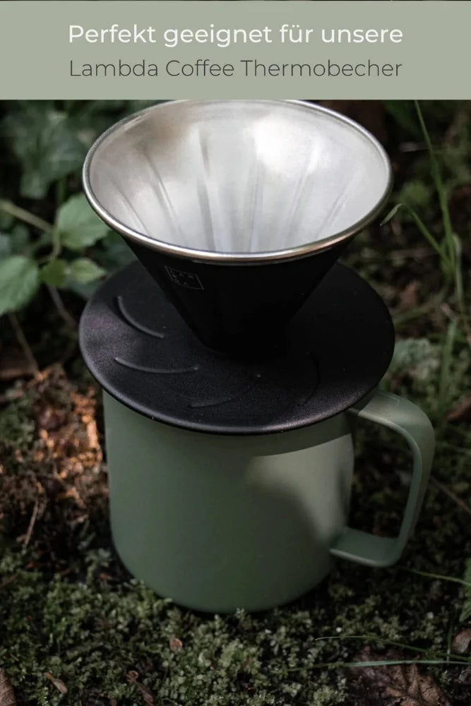 Lambda Coffee Hand-Kaffeefilter Sierra in Nautic Night Schwarz – kompatibel mit allen Thermobechern, ideal für Outdoor & Camping