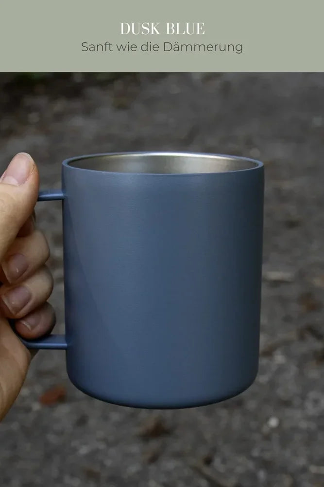 Lambda Coffee Thermobecher Atacama aus Edelstahl 360ml in Dusk Blue Blau fuer Camping Outdoor und Vanlife