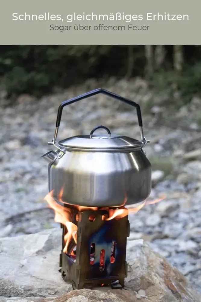 Lambda Coffee Wasserkessel Geysir 1 L aus Edelstahl – für schnelles Erhitzen von Wasser beim Camping, Outdoor & Vanlife
