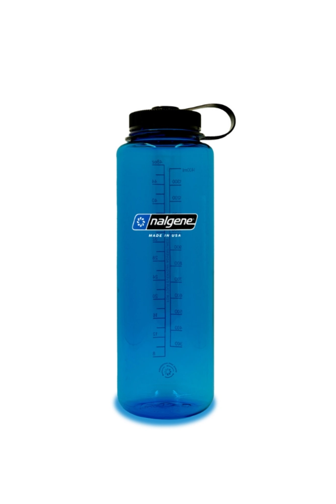 Nalgene Trinkflasche blau 1,5 Liter mit Weithals für Outdoor, Trekking und Vanlife