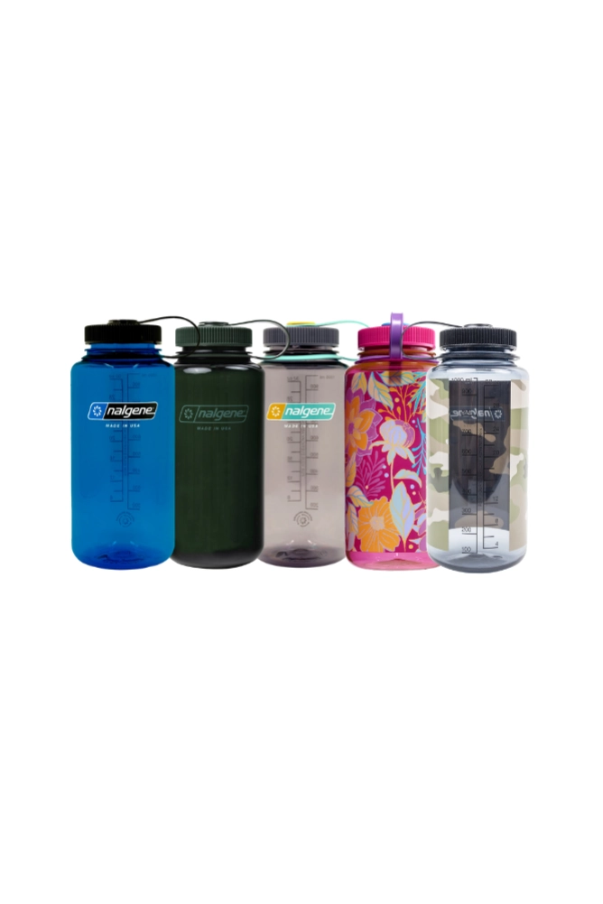 Bunte Nalgene Weithals-Trinkflasche mit 1 Liter Volumen für Outdoor, Reisen und Alltag