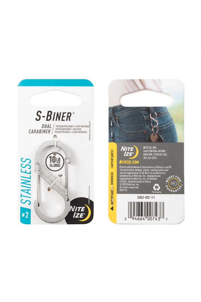 Nite Ize S-Biner Edelstahl Größe 2 – Doppelkarabiner für Schlüssel und Tools