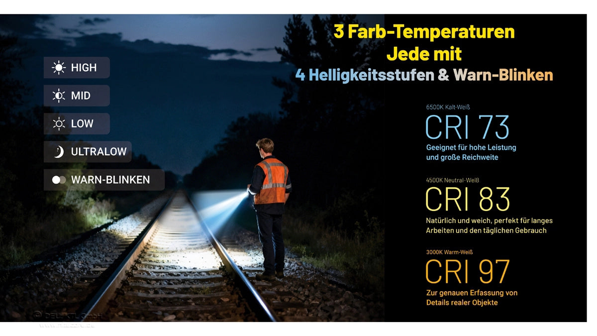 Nitecore EDC09 – 3 Farbtemperaturen mit 4 Helligkeitsstufen und Warn-Blinkmodus
