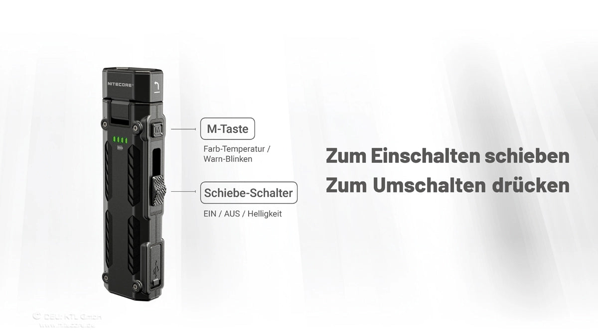 Nitecore EDC09 – Tastenansicht und Bedienung für schnellen Moduswechsel