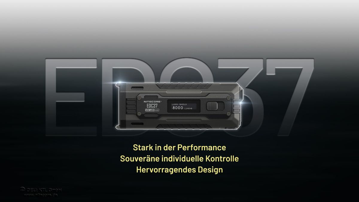 Nitecore EDC37 Hochleistungs-Taschenlampe mit 8000 Lumen in der Produktansicht