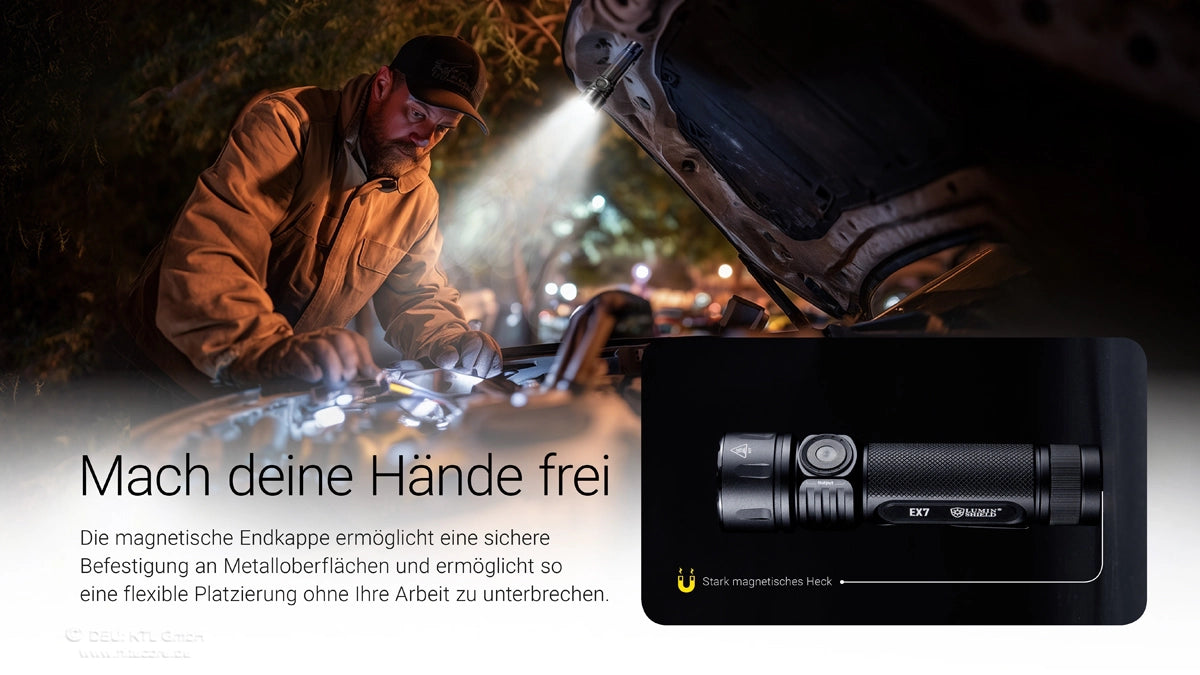 Nitecore EX7 – magnetische Endkappe zum Befestigen an Metall für freihändiges Licht