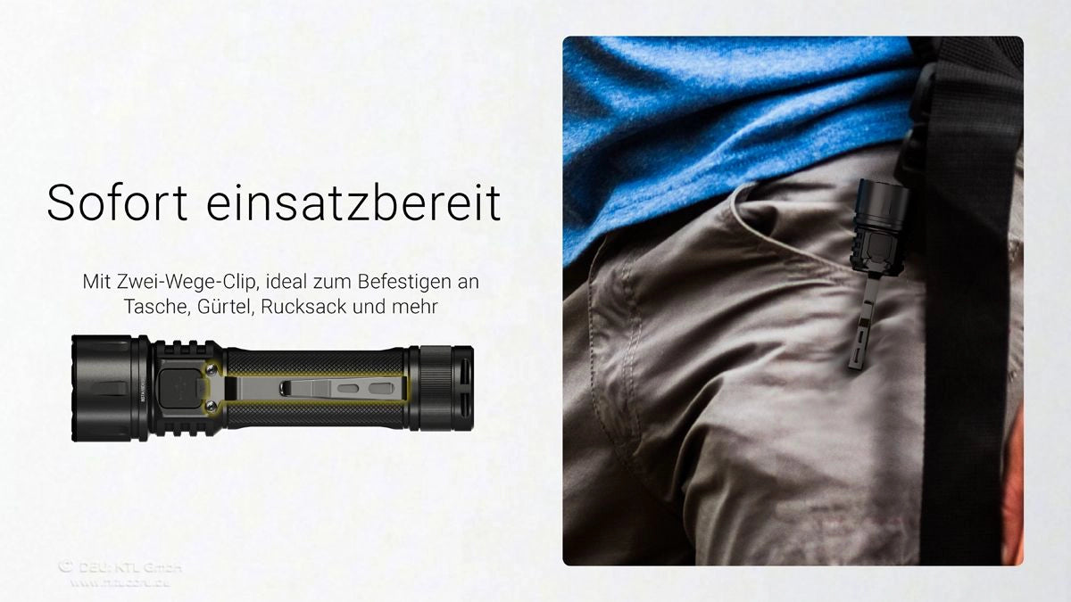 Nitecore EX7 – Zwei-Wege-Clip für flexible Befestigung an Tasche, Gürtel oder Rucksack